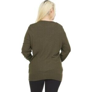 Sophia by Mia Olivia Women's Lightweight Crew Neck Cardigan Sweater Olive SMALL